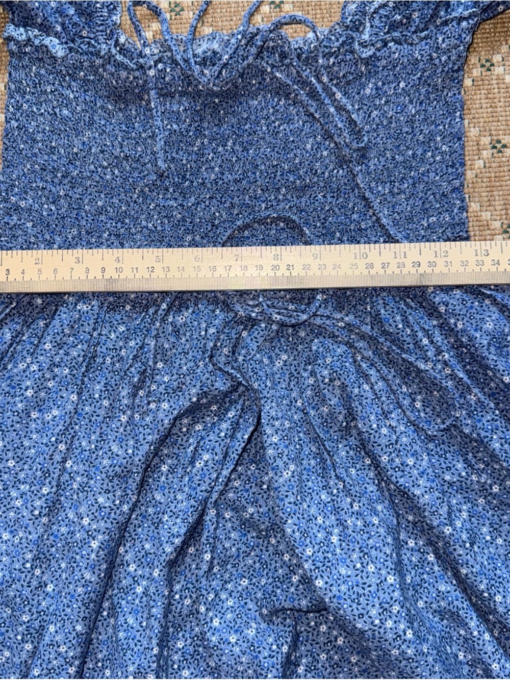 Doen Bijou Midblue California Wildflower Midi Dress with Puff Sleeves - Picture 4 of 9